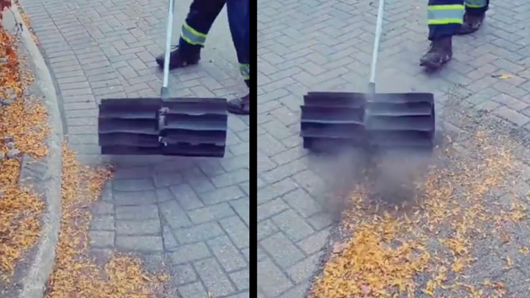 Μηχανοκίνητη σκούπα σε δρόμο