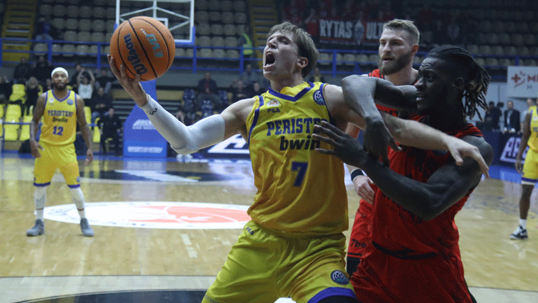 FIBA Champions League: «Καθίζηση» στην τρίτη περίοδο και ήττα του Περιστερίου από τη Ρίτας Βίλνιους με 82-71