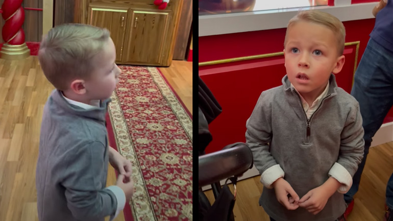 Mικρό αγόρι επισκέπτεται το σπίτι του Άι Βασίλη