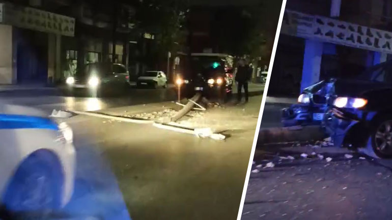 Θεσσαλονίκη: Αυτοκίνητο καρφώθηκε σε κολώνα – Βίντεο αναγνώστη