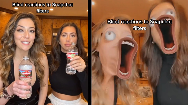 Δύο γυναίκες αντιδρούν στα φίλτρα του Snapchat