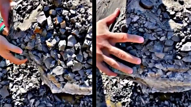 Bράχος θρυμματίζεται σε μικρές πέτρες