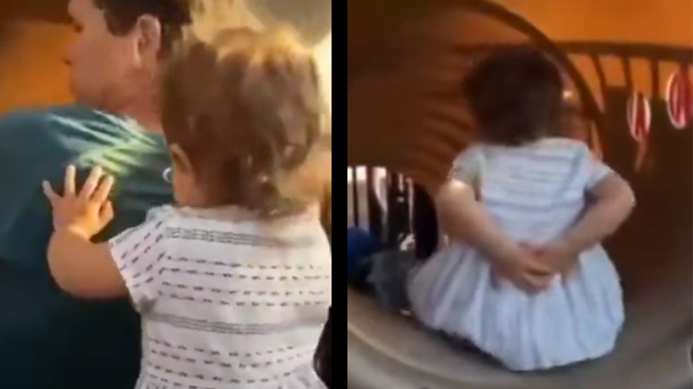 Μικρό κορίτσι κάνει τσουλήθρα