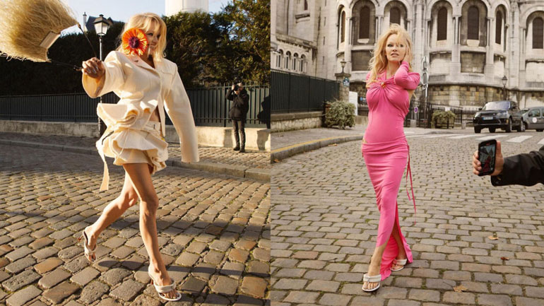 Pamela Anderson: Κλέβει τις εντυπώσεις στη χριστουγεννιάτικη καμπάνια του Jacquemus
