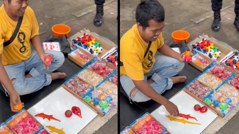 Πλανόδιος διασκεδάζει τρία μεγάλα παιδιά