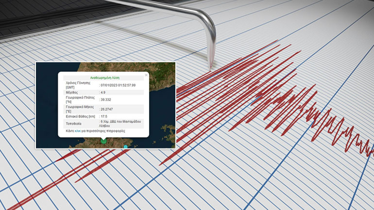 Ισχυρή σεισμική δόνηση 4,9 Ρίχτερ στη Λέσβο