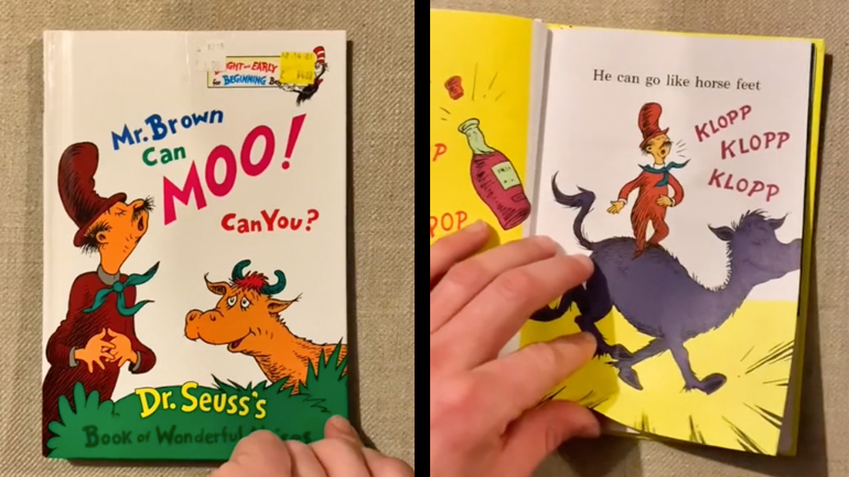 Άνδρας ραπάρει με ένα παιδικό βιβλίο