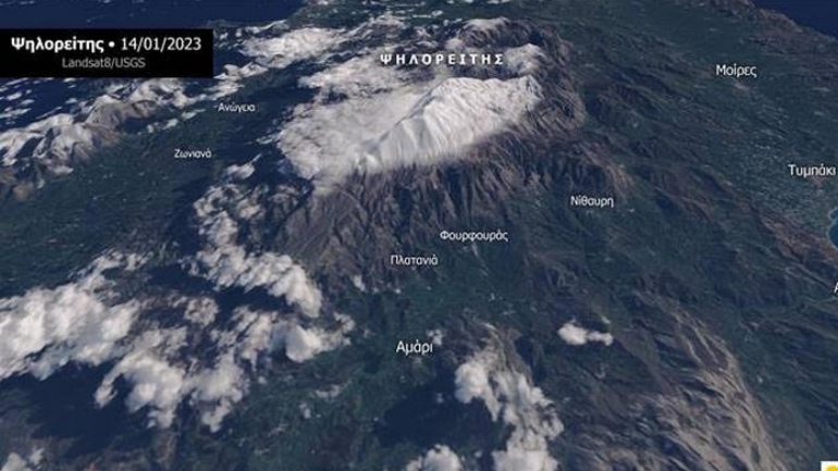 Χιόνισε στα ορεινά της Κρήτης- Δορυφορικές εικόνες