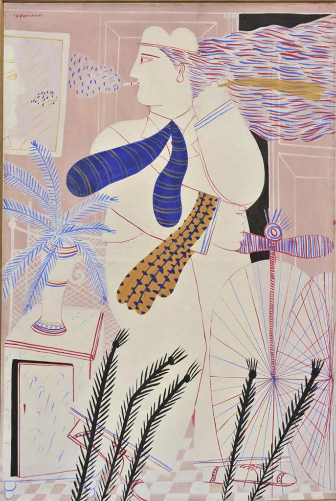 «Χειρομάντης στο δωματιό του» Ακρυλικό σε μουσαμά