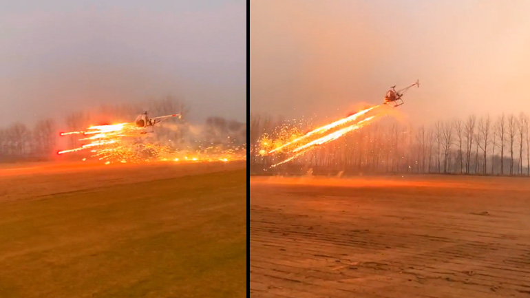 Πυροτεχνήματα σε ελικόπτερο