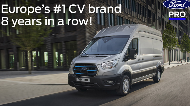 Για 8η συνεχή χρονιά η Ford Pro κατακτά την 1η θέση στις πωλήσεις επαγγελματικών οχημάτων στην Ευρώπη 