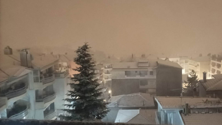 Χιονόπτωση στην πόλη της Κοζάνης