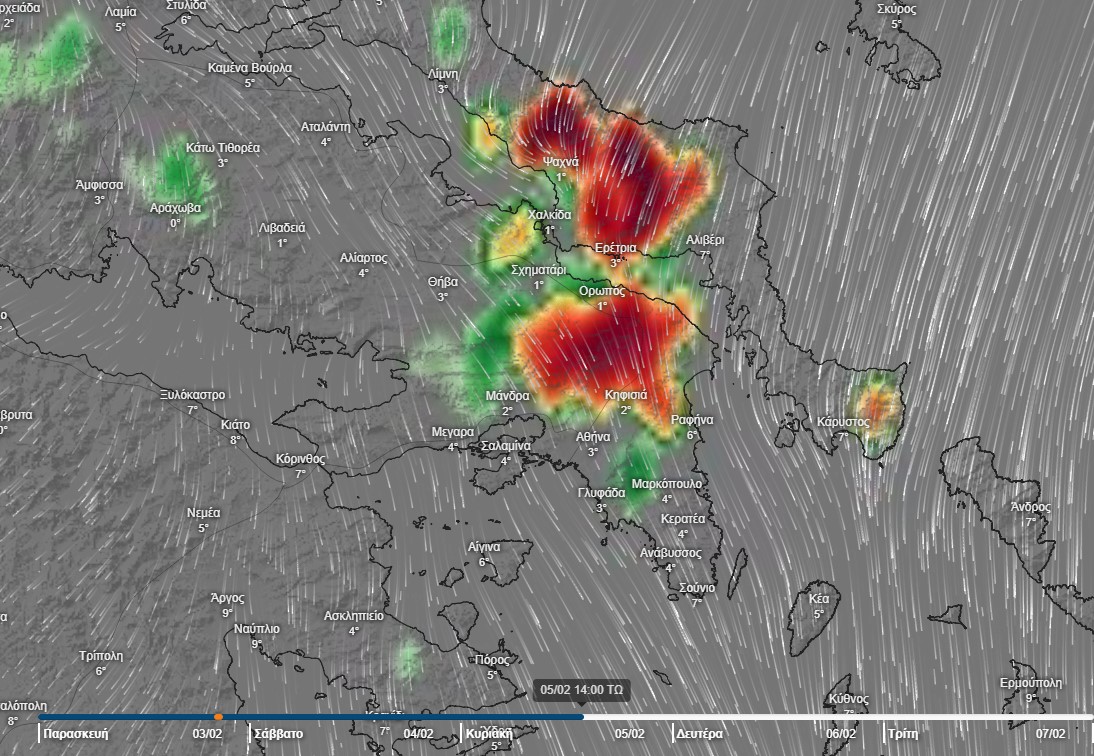 Χιονοπτώσεις στην Αττική την Κυριακή το μεσημέρι