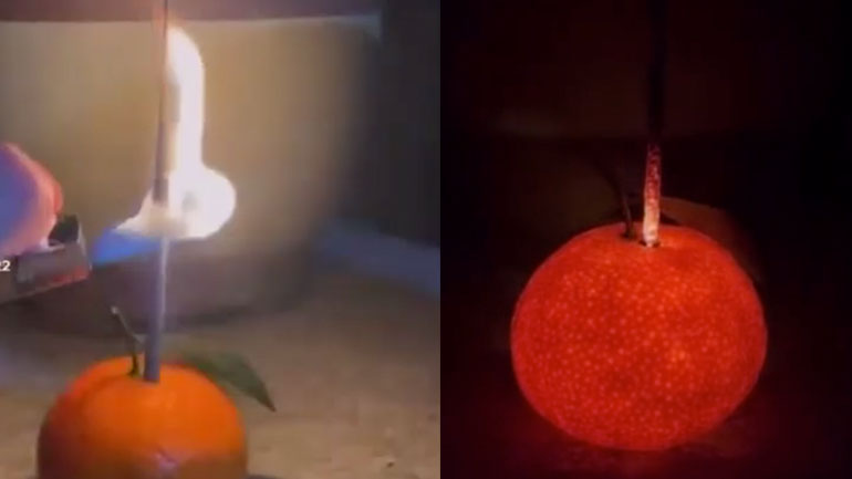 Βεγγαλικό σε ένα μανταρίνι