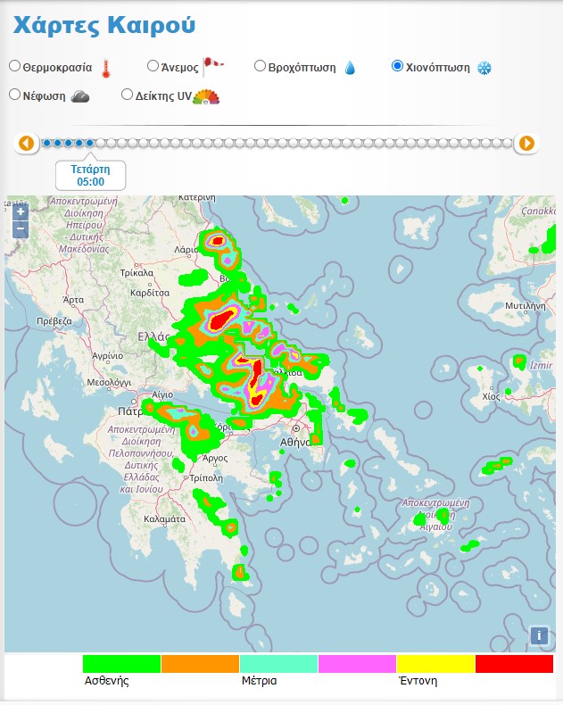 Χιονοπτώσεις την Τετάρτη τα ξημερώματα 