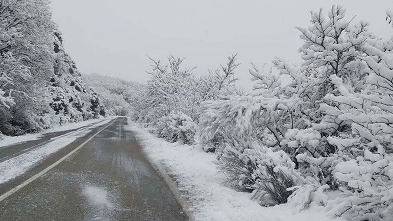 Διακόπηκε η κίνηση των οχημάτων στην επαρχιακή οδό Πούντας – Καλαβρύτων λόγω χιονόπτωσης
