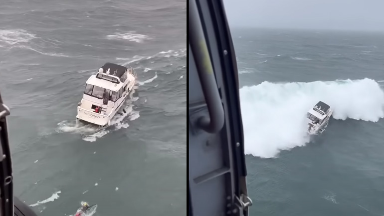 Kύμα αναποδογυρίζει ένα γιοτ