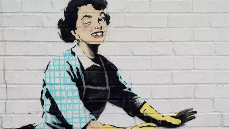 Ο Μπάνκσι ζωγράφισε ένα έργο για την ενδοοικογενειακή βία για την ημέρα του Αγίου Βαλεντίνου