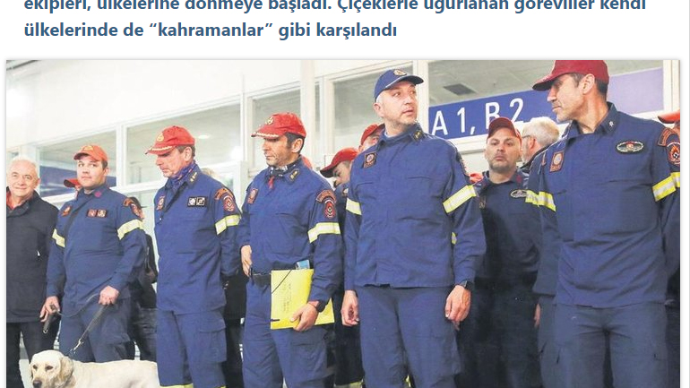 «Δεν θα σας ξεχάσουμε»: Η Sabah αποθεώνει την ΕΜΑΚ για τις ζωές που έσωσαν στην Τουρκία