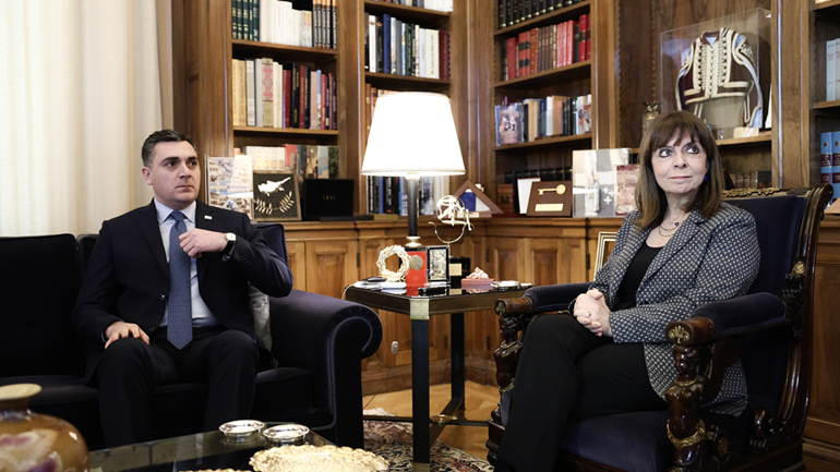 Η ΠτΔ Κατερίνα Σακελλαροπούλου δέχθηκε τον ΥΠΕΞ της Γεωργίας , Ιλία Νταρκιασβίλι