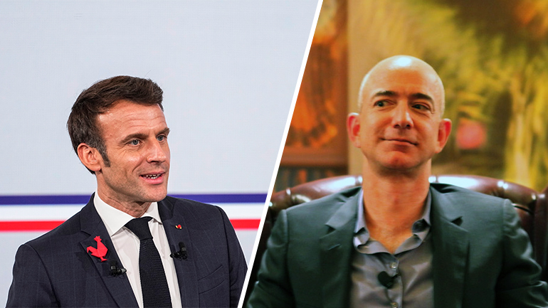 Πυρά κατά Μακρόν επειδή παρασημοφόρησε τον Τζεφ Μπέζος με την Λεγεώνα της Τιμής