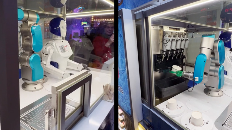 Ρομπότ σερβίρει παγωτό