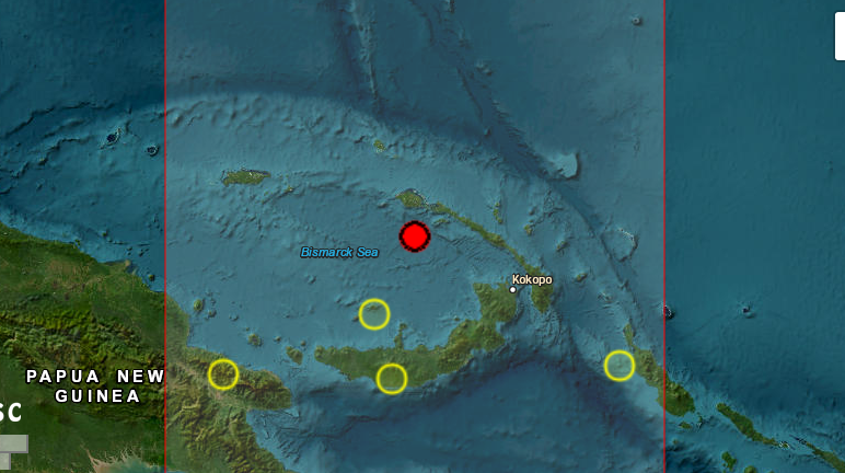 Σεισμική δόνηση 6  Ρίχτερ στη θάλασσα του Μπίσμαρκ