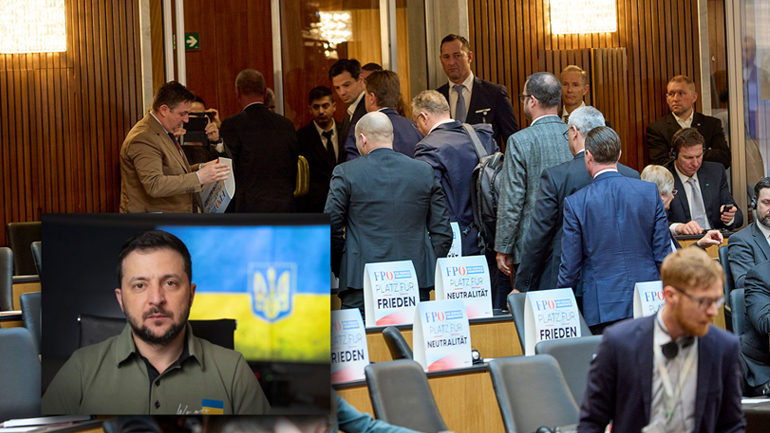 Αυστρία: Ακροδεξιοί βουλευτές αποχώρησαν από την αίθουσα της βουλής στη διάρκεια ομιλίας του Oυκρανού προέδρου Ζελένσκι