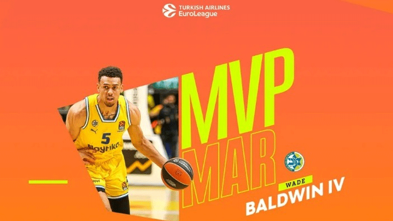 Euroleague: ΜVP για τον Μάρτιο ο Ουέιντ Μπάλντγουιν