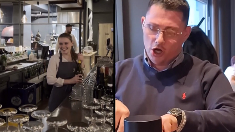 Τενόρος αρχίζει ξαφνικά να τραγουδάει σε μια πιτσαρία