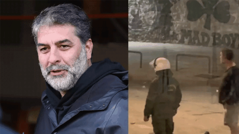 O Βασίλης Μπισμπίκης στα επεισόδια στη Λεωφόρο Αλεξάνδρας μετά τον αγώνα του Παναθηναϊκού με τον Άρη