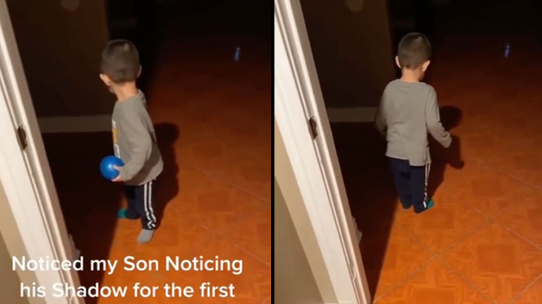 Μικρό αγόρι βλέπει τη σκιά του για πρώτη φορά