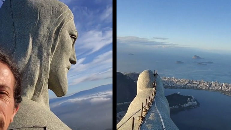 Στην κορυφή του αγάλματος του Ιησού στο Ρίο ντε Τζανέιρο 