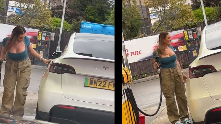 Γυναίκα που προσπαθούσε να φουλάρει το Tesla με βενζίνη σε πρατήριο, εξηγεί γιατί το έκανε