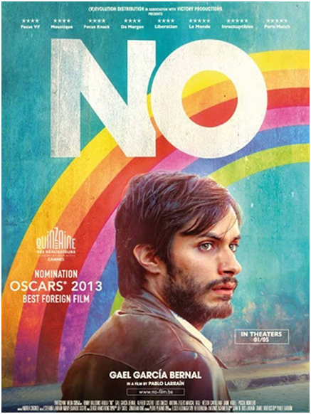 ΟΧΙ: Σκηνοθεσία PabloLarraín (Chile, 2012) εξαιρετικό φιλμ- μάθημα του πώς το γνήσια νέο αντιμετωπίζει το σάπιο, όζον και εγκληματικό παλιό. 