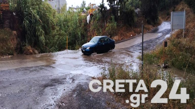 Ηράκλειο: Δρόμοι… ποτάμια από την καλοκαιρινή κακοκαιρία