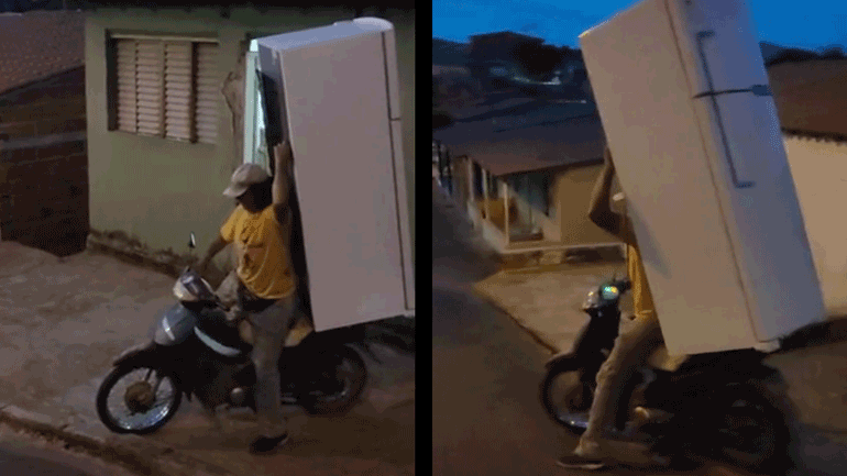 Μεταφορά ψυγείου με σκούτερ