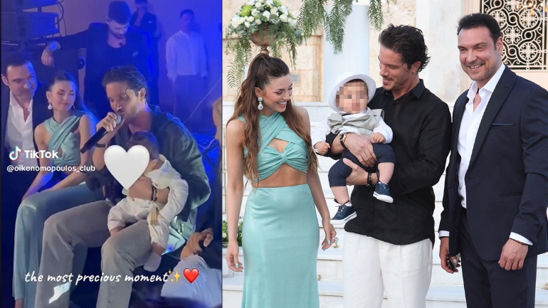 Η συγκινητική στιγμή με τον νονό Νίκο Οικονομόπουλο να τραγουδά στον γιο του Σταθοκωστόπουλου και της Σιαμπάνη