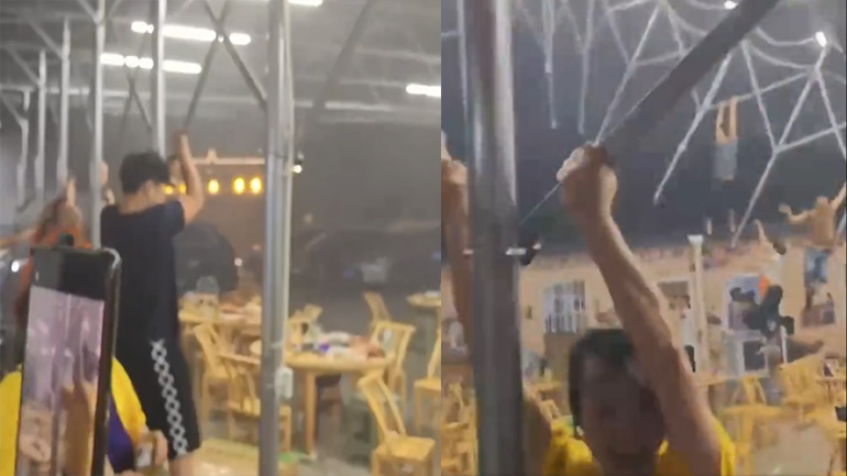 Βίντεο-σοκ από καταιγίδα στην Κίνα: «Ξήλωσε» τέντα εστιατορίου και παρέσυρε οσους την κρατούσαν