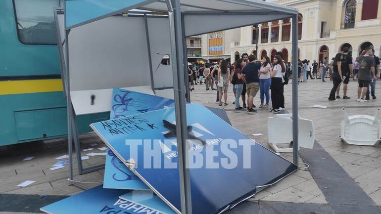 Πάτρα: Άγνωστοι προκάλεσαν ζημιές στο εκλογικό περίπτερο της ΝΔ