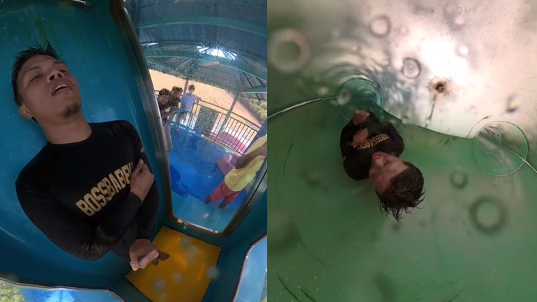 Άνδρας εγκλωβίστηκε σε νεροτσουλήθρα και έγινε viral στο TikTok