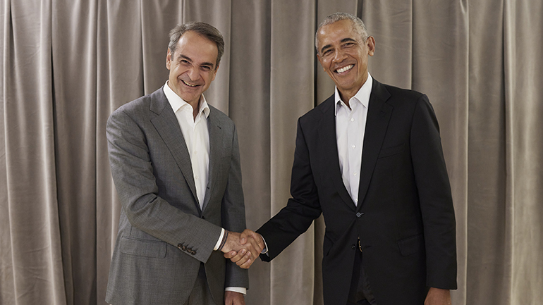 Συνάντηση Μητσοτάκη με τον Μπάρακ Ομπάμα: «Οι αξίες που μοιραζόμαστε το κοινό νήμα στη συνάντησή μας»