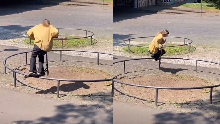 Εντυπωσιακό κόλπο με ένα πατίνι