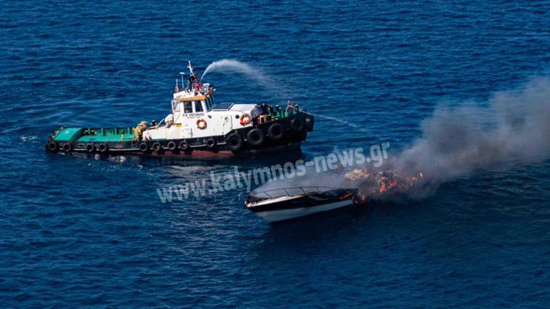 Κάλυμνος: Δύο εγκαυματίες από τη μεγάλη φωτιά σε θαλαμηγό