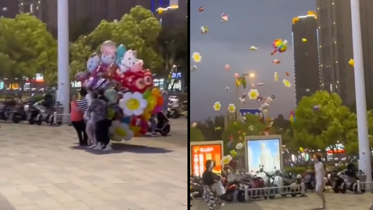 Μπαλόνια ενάντια σε ισχυρό άνεμο