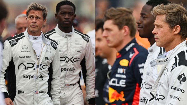 Brad Pitt: Οι πρώτες φωτογραφίες με στολή πιλότου της F1 στο Grand Prix στη Βρετανία