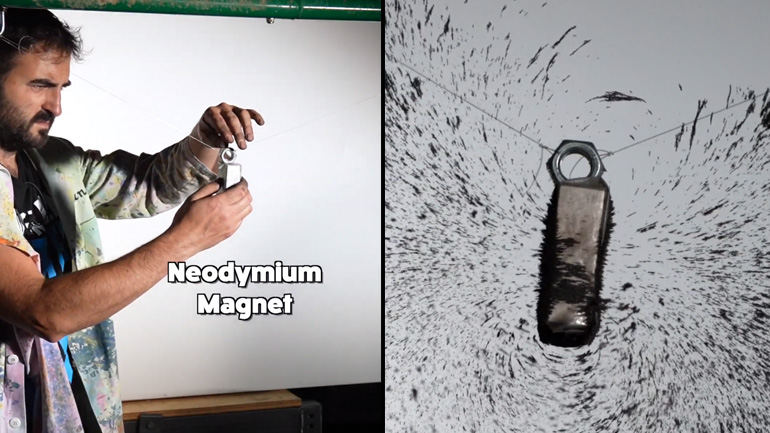 Οπτικοποίηση του μαγνητικού πεδίου με χρήση μεταλλικών ρινισμάτων και κάμερα υψηλής ταχύτητας