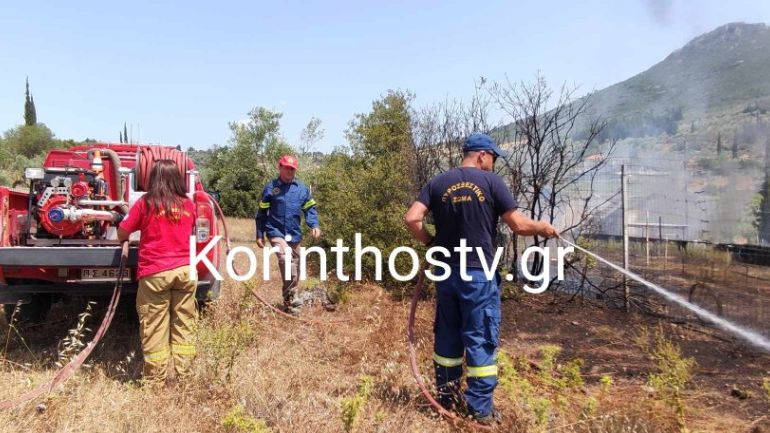 Πυρκαγιά σε γεωργική έκταση δίπλα σε σπίτια στη Νεμέα Κορινθίας