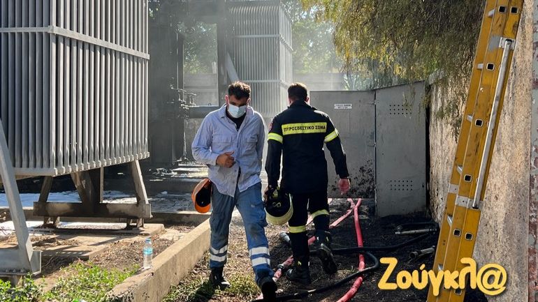 Πυρκαγιά σε μετασχηματιστή της ΔΕΗ δίπλα από την ΠΥΡΚΑΛ στον Υμηττό