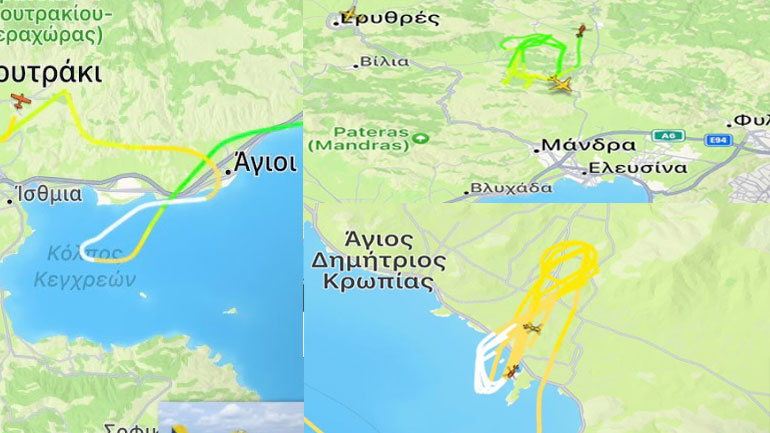 Οι διαδρομές των εναέριων πυροσβεστικών μέσων και στα τρία μέτωπα των πυρκαγιών